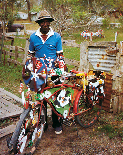 David Butler with his sculptural bicycle, Patterson, LA, c. 1980. Photo: Richard Gasperi.