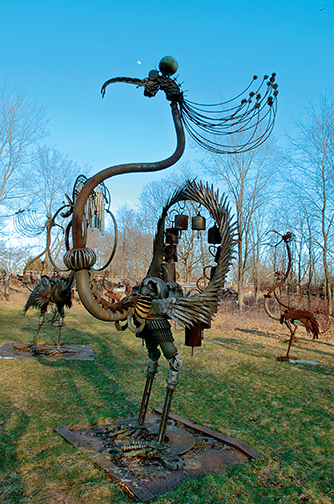 Tom Every, Bird Band (site detail, 2006), North Freedom, WI, c. 1983–2020. Photo: David Umberger.
