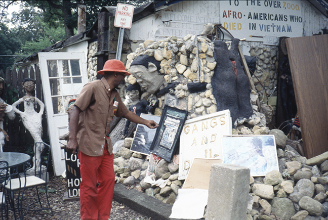 Dr. Charles Smith at the African-American Heritage Museum + Black Veterans’ Archive (site view, n.d.), Aurora, IL, c. 1985–1999. Photo: Lisa Stone.