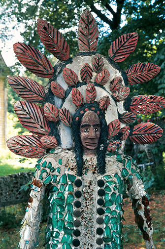 Fred Smith, Indian with Red Feathers, Wisconsin Concrete Park (site view, 1973), Phillips, WI, 1948–64. Photo: Robert Mertens.